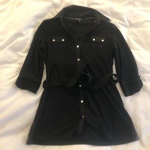 WHBM black top with tie